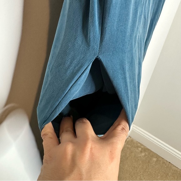 J. Crew x Universal Standard Cupro Lagenlook Dark Teal Maxi Dress - Picture 8 of 12